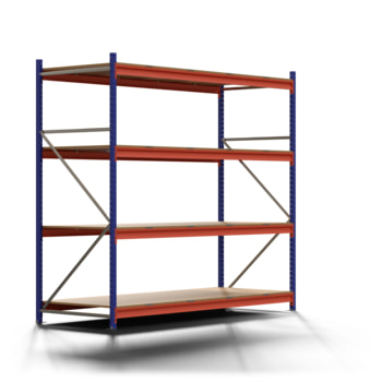 Weitspannregal EMMA - 2.500 x 2.700 x 1.000 mm (HxBxT) - Fachlast 700 kg - Holzböden - Lagerregal - Grundregal Weitspannregal EMMA - 2.500 x 2.700 x 1.000 mm (HxBxT) - Fachlast 700 kg - Holzböden - Lagerregal - Grundregal