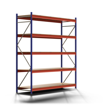 Weitspannregal EMMA - 3.000 x 2.700 x 800 mm (HxBxT) - Fachlast 700 kg - Holzböden - Lagerregal - Grundregal Weitspannregal EMMA - 3.000 x 2.700 x 800 mm (HxBxT) - Fachlast 700 kg - Holzböden - Lagerregal - Grundregal