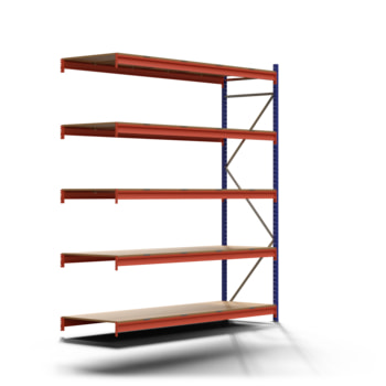 Weitspannregal EMMA - 3.000 x 2.700 x 800 mm (HxBxT) - Fachlast 700 kg - Holzböden - Lagerregal - Anbauregal Weitspannregal EMMA - 3.000 x 2.700 x 800 mm (HxBxT) - Fachlast 700 kg - Holzböden - Lagerregal - Anbauregal