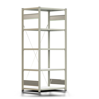 Fachbodenregal mit Tiefenriegel - 150 kg - 2.000 x 875 x 600 mm (HxBxT) - Grundregal - lichtgrau, BERT Fachbodenregal mit Tiefenriegel - 150 kg - 2.000 x 875 x 600 mm (HxBxT) - Grundregal - lichtgrau, BERT