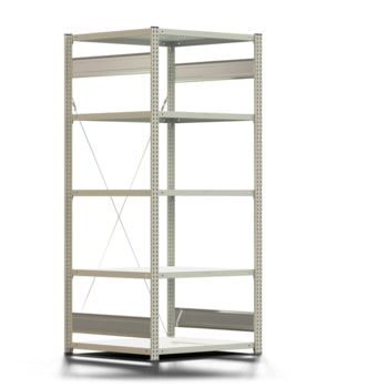 Fachbodenregal mit Tiefenriegel - 150 kg - 2.000 x 875 x 800 mm (HxBxT) - Grundregal - lichtgrau, BERT Fachbodenregal mit Tiefenriegel - 150 kg - 2.000 x 875 x 800 mm (HxBxT) - Grundregal - lichtgrau, BERT