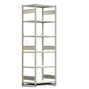 Fachbodenregal mit Tiefenriegel - 150 kg - 2.500 x 875 x 600 mm (HxBxT) - Grundregal - lichtgrau - 6 Böden, Steckregal BERT Fachbodenregal mit Tiefenriegel - 150 kg - 2.500 x 875 x 600 mm (HxBxT) - Grundregal - lichtgrau - 6 Böden, Steckregal BERT