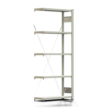 Fachbodenregal mit Tiefenriegel - 250 kg - 2.000 x 875 x 300 mm (HxBxT) - Anbauregal - lichtgrau - Lagerregal - Steckregal - BERT Fachbodenregal mit Tiefenriegel - 250 kg - 2.000 x 875 x 300 mm (HxBxT) - Anbauregal - lichtgrau - Lagerregal - Steckregal - BERT