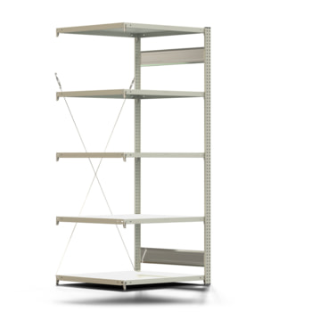 Fachbodenregal mit Tiefenriegel - 250 kg - 2.000 x 875 x 800 mm (HxBxT) - Anbauregal - lichtgrau - Lagerregal - Steckregal - BERT Fachbodenregal mit Tiefenriegel - 250 kg - 2.000 x 875 x 800 mm (HxBxT) - Anbauregal - lichtgrau - Lagerregal - Steckregal - BERT