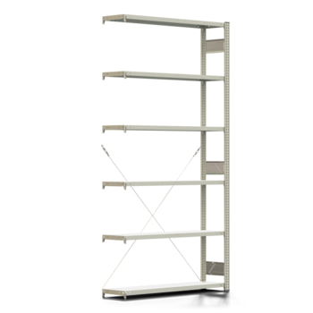 Fachbodenregal mit Tiefenriegel - 250 kg - 2.500 x 1.285 x 300 mm (HxBxT) - Anbauregal - lichtgrau - Lagerregal - Steckregal - BERT Fachbodenregal mit Tiefenriegel - 250 kg - 2.500 x 1.285 x 300 mm (HxBxT) - Anbauregal - lichtgrau - Lagerregal - Steckregal - BERT