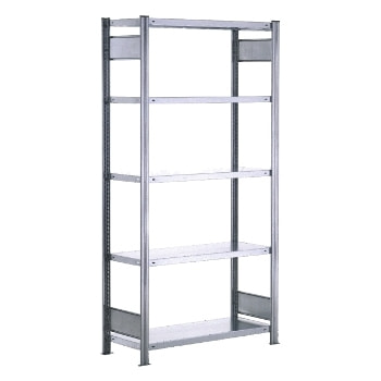 Fachbodenregal mit Tiefenriegel - 150 kg - 2.000 x 1.285 x 800 mm (HxBxT) - Anbauregal - 5 Böden - verzinkt - Lagerregal - Steckregal - BERT