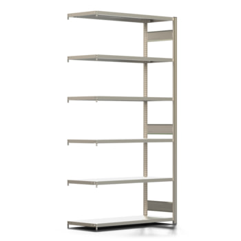 Fachbodenregal mit Tiefenriegel - 150 kg - 2.500 x 1.285 x 500 mm (HxBxT) - Anbauregal - 6 Böden - verzinkt - Lagerregal - Steckregal - BERT Fachbodenregal mit Tiefenriegel - 150 kg - 2.500 x 1.285 x 500 mm (HxBxT) - Anbauregal - 6 Böden - verzinkt - Lagerregal - Steckregal - BERT