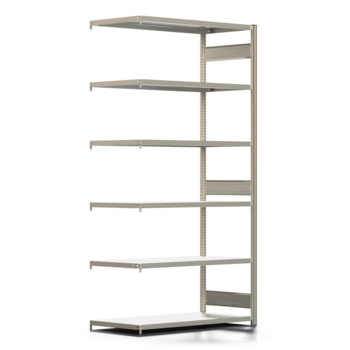 Fachbodenregal mit Tiefenriegel - 150 kg - 2.500 x 1.285 x 600 mm (HxBxT) - Anbauregal - 6 Böden - verzinkt - Lagerregal - Steckregal - BERT Fachbodenregal mit Tiefenriegel - 150 kg - 2.500 x 1.285 x 600 mm (HxBxT) - Anbauregal - 6 Böden - verzinkt - Lagerregal - Steckregal - BERT