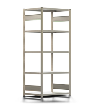 Fachbodenregal mit Tiefenriegel - 250 kg - 2.000 x 875 x 600 mm (HxBxT) - Grundregal - Längenriegel - 5 Böden - Steckregal BERT Fachbodenregal mit Tiefenriegel - 250 kg - 2.000 x 875 x 600 mm (HxBxT) - Grundregal - Längenriegel - 5 Böden - Steckregal BERT