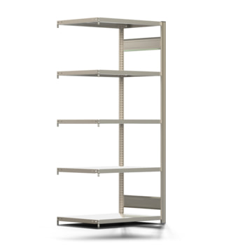 Fachbodenregal mit Tiefenriegel - 250 kg - 2.000 x 875 x 600 mm (HxBxT) - Anbauregal - Längenriegel - 5 Böden - Steckregal BERT Fachbodenregal mit Tiefenriegel - 250 kg - 2.000 x 875 x 600 mm (HxBxT) - Anbauregal - Längenriegel - 5 Böden - Steckregal BERT