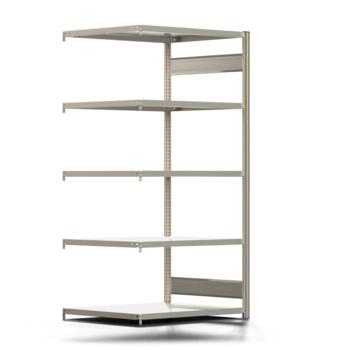 Fachbodenregal mit Tiefenriegel - 250 kg - 2.000 x 1.005 x 800 mm (HxBxT) - Anbauregal - Längenriegel - 5 Böden - Steckregal BERT Fachbodenregal mit Tiefenriegel - 250 kg - 2.000 x 1.005 x 800 mm (HxBxT) - Anbauregal - Längenriegel - 5 Böden - Steckregal BERT