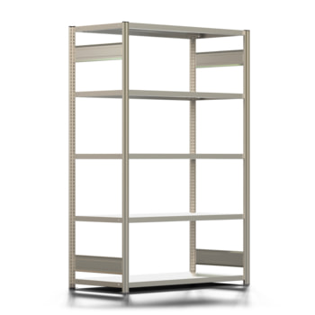 Fachbodenregal mit Tiefenriegel - 250 kg - 2.000 x 1.285 x 600 mm (HxBxT) - Grundregal - Längenriegel - 5 Böden - Steckregal BERT Fachbodenregal mit Tiefenriegel - 250 kg - 2.000 x 1.285 x 600 mm (HxBxT) - Grundregal - Längenriegel - 5 Böden - Steckregal BERT