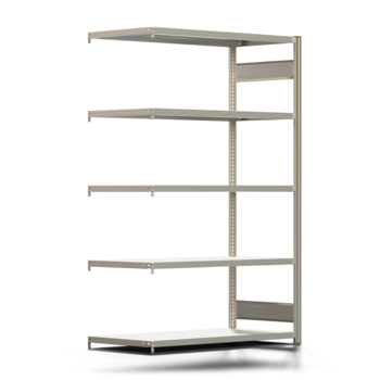 Fachbodenregal mit Tiefenriegel - 250 kg - 2.000 x 1.285 x 600 mm (HxBxT) - Anbauregal - Längenriegel - 5 Böden - Steckregal BERT Fachbodenregal mit Tiefenriegel - 250 kg - 2.000 x 1.285 x 600 mm (HxBxT) - Anbauregal - Längenriegel - 5 Böden - Steckregal BERT
