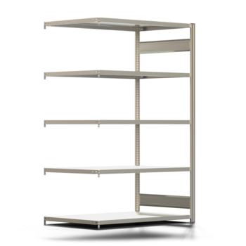 Fachbodenregal mit Tiefenriegel - 250 kg - 2.000 x 1.285 x 800 mm (HxBxT) - Anbauregal - Längenriegel - 5 Böden - Steckregal BERT Fachbodenregal mit Tiefenriegel - 250 kg - 2.000 x 1.285 x 800 mm (HxBxT) - Anbauregal - Längenriegel - 5 Böden - Steckregal BERT