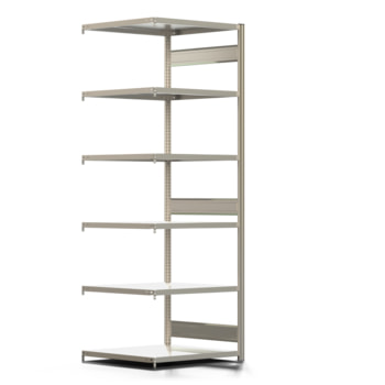 Fachbodenregal mit Tiefenriegel - 250 kg - 2.500 x 875 x 800 mm (HxBxT) - Anbauregal - Längenriegel - 6 Böden - Steckregal BERT Fachbodenregal mit Tiefenriegel - 250 kg - 2.500 x 875 x 800 mm (HxBxT) - Anbauregal - Längenriegel - 6 Böden - Steckregal BERT