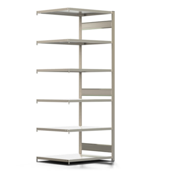 Fachbodenregal mit Tiefenriegel - 250 kg - 2.500 x 1.005 x 800 mm (HxBxT) - Anbauregal - Längenriegel - 6 Böden - Steckregal BERT Fachbodenregal mit Tiefenriegel - 250 kg - 2.500 x 1.005 x 800 mm (HxBxT) - Anbauregal - Längenriegel - 6 Böden - Steckregal BERT