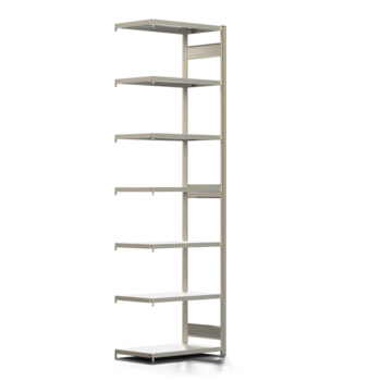 Fachbodenregal mit Tiefenriegel - 250 kg - 3.000 x 875 x 500 mm (HxBxT) - Anbauregal - Längenriegel - 7 Böden - Steckregal BERT Fachbodenregal mit Tiefenriegel - 250 kg - 3.000 x 875 x 500 mm (HxBxT) - Anbauregal - Längenriegel - 7 Böden - Steckregal BERT