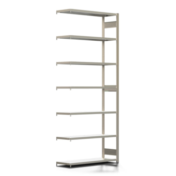 Fachbodenregal mit Tiefenriegel - 250 kg - 3.000 x 1.285 x 400 mm (HxBxT) - Anbauregal - Längenriegel - 7 Böden - Steckregal BERT Fachbodenregal mit Tiefenriegel - 250 kg - 3.000 x 1.285 x 400 mm (HxBxT) - Anbauregal - Längenriegel - 7 Böden - Steckregal BERT