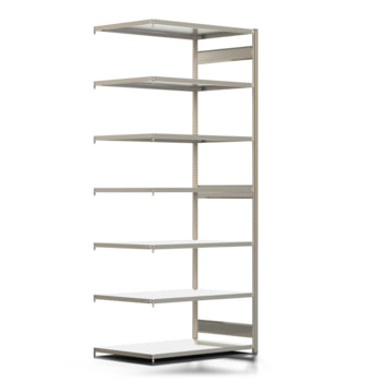 Fachbodenregal mit Tiefenriegel - 250 kg - 3.000 x 1.285 x 800 mm (HxBxT) - Anbauregal - Längenriegel - 7 Böden - Steckregal BERT Fachbodenregal mit Tiefenriegel - 250 kg - 3.000 x 1.285 x 800 mm (HxBxT) - Anbauregal - Längenriegel - 7 Böden - Steckregal BERT