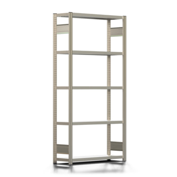 Fachbodenregal mit Tiefenriegel - 350 kg - 2.000 x 1.005 x 300 mm (HxBxT) - Grundregal - Längenriegel - verzinkt - 5 Böden - Steckregal BERT Fachbodenregal mit Tiefenriegel - 350 kg - 2.000 x 1.005 x 300 mm (HxBxT) - Grundregal - Längenriegel - verzinkt - 5 Böden - Steckregal BERT