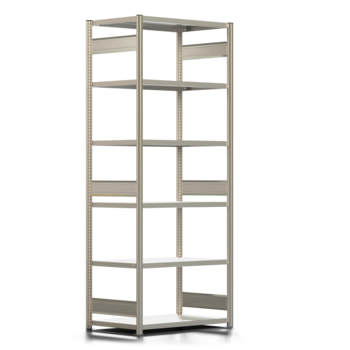 Fachbodenregal mit Tiefenriegel - 350 kg - 2.500 x 1.005 x 600 mm (HxBxT) - Grundregal - Längenriegel - verzinkt - 6 Böden - Steckregal BERT Fachbodenregal mit Tiefenriegel - 350 kg - 2.500 x 1.005 x 600 mm (HxBxT) - Grundregal - Längenriegel - verzinkt - 6 Böden - Steckregal BERT