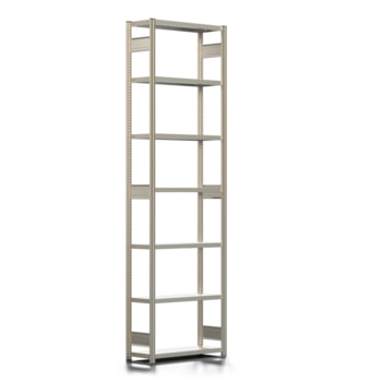 Fachbodenregal mit Tiefenriegel - 350 kg - 3.000 x 875 x 300 mm (HxBxT) - Grundregal - Längenriegel - verzinkt - 7 Böden - Steckregal BERT Fachbodenregal mit Tiefenriegel - 350 kg - 3.000 x 875 x 300 mm (HxBxT) - Grundregal - Längenriegel - verzinkt - 7 Böden - Steckregal BERT