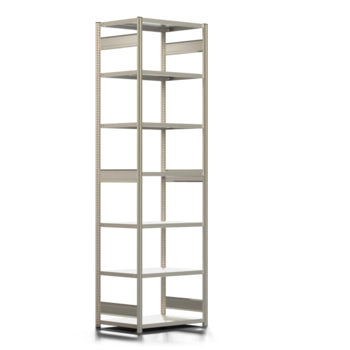 Fachbodenregal mit Tiefenriegel - 350 kg - 3.000 x 875 x 600 mm (HxBxT) - Grundregal - Längenriegel - verzinkt - 7 Böden - Steckregal BERT Fachbodenregal mit Tiefenriegel - 350 kg - 3.000 x 875 x 600 mm (HxBxT) - Grundregal - Längenriegel - verzinkt - 7 Böden - Steckregal BERT