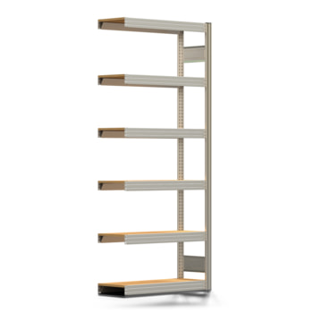 Archivregal mit Holzböden - Tiefenriegel - 6 Ebenen - 250 kg - 2.075 x 875 x 300 mm (HxBxT) - Anbauregal - verzinkt - Steckregal BERT Archivregal mit Holzböden - Tiefenriegel - 6 Ebenen - 250 kg - 2.075 x 875 x 300 mm (HxBxT) - Anbauregal - verzinkt - Steckregal BERT