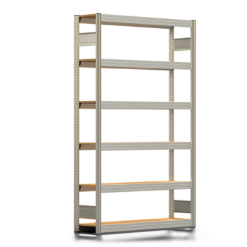 Archivregal mit Holzböden - Tiefenriegel - 6 Ebenen - 250 kg - 2.075 x 1.285 x 300 mm (HxBxT) - Grundregal - verzinkt - Steckregal BERT Archivregal mit Holzböden - Tiefenriegel - 6 Ebenen - 250 kg - 2.075 x 1.285 x 300 mm (HxBxT) - Grundregal - verzinkt - Steckregal BERT