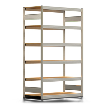 Archivregal mit Holzböden - Tiefenriegel - 6 Ebenen - 250 kg - 2.075 x 1.285 x 600 mm (HxBxT) - Grundregal - verzinkt - Steckregal BERT Archivregal mit Holzböden - Tiefenriegel - 6 Ebenen - 250 kg - 2.075 x 1.285 x 600 mm (HxBxT) - Grundregal - verzinkt - Steckregal BERT