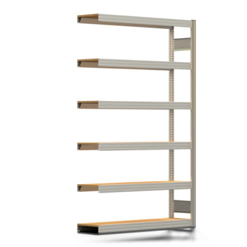 Archivregal mit Holzböden - Tiefenriegel - 6 Ebenen - 250 kg - 2.075 x 1.285 x 300 mm (HxBxT) - Anbauregal - verzinkt - Steckregal BERT Archivregal mit Holzböden - Tiefenriegel - 6 Ebenen - 250 kg - 2.075 x 1.285 x 300 mm (HxBxT) - Anbauregal - verzinkt - Steckregal BERT