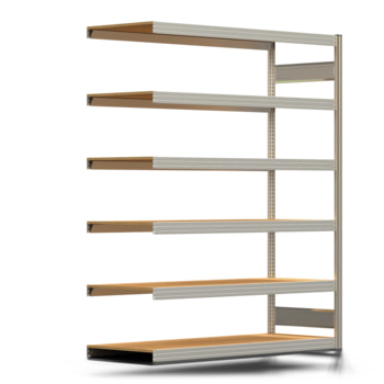 Archivregal mit Holzböden - Tiefenriegel - 6 Ebenen - 250 kg - 2.075 x 1.695 x 600 mm (HxBxT) - Anbauregal - verzinkt - Steckregal BERT Archivregal mit Holzböden - Tiefenriegel - 6 Ebenen - 250 kg - 2.075 x 1.695 x 600 mm (HxBxT) - Anbauregal - verzinkt - Steckregal BERT
