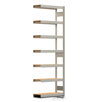 Archivregal mit Holzböden - Tiefenriegel - 7 Ebenen - 250 kg - 2.500 x 875 x 300 mm (HxBxT) - Anbauregal - verzinkt - Steckregal BERT Archivregal mit Holzböden - Tiefenriegel - 7 Ebenen - 250 kg - 2.500 x 875 x 300 mm (HxBxT) - Anbauregal - verzinkt - Steckregal BERT