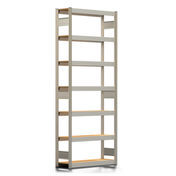 Archivregal mit Holzböden - Tiefenriegel - 7 Ebenen - 250 kg - 2.500 x 1.005 x 300 mm (HxBxT) - Grundregal - verzinkt - Steckregal BERT Archivregal mit Holzböden - Tiefenriegel - 7 Ebenen - 250 kg - 2.500 x 1.005 x 300 mm (HxBxT) - Grundregal - verzinkt - Steckregal BERT
