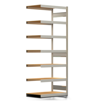 Archivregal mit Holzböden - Tiefenriegel - 7 Ebenen - 250 kg - 2.500 x 1.005 x 600 mm (HxBxT) - Anbauregal - verzinkt - Steckregal BERT Archivregal mit Holzböden - Tiefenriegel - 7 Ebenen - 250 kg - 2.500 x 1.005 x 600 mm (HxBxT) - Anbauregal - verzinkt - Steckregal BERT