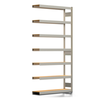 Archivregal mit Holzböden - Tiefenriegel - 7 Ebenen - 250 kg - 2.500 x 1.285 x 300 mm (HxBxT) - Anbauregal - verzinkt - Steckregal BERT Archivregal mit Holzböden - Tiefenriegel - 7 Ebenen - 250 kg - 2.500 x 1.285 x 300 mm (HxBxT) - Anbauregal - verzinkt - Steckregal BERT