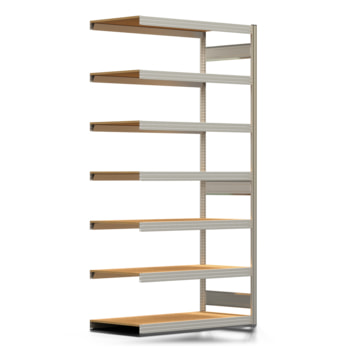 Archivregal mit Holzböden - Tiefenriegel - 7 Ebenen - 250 kg - 2.500 x 1.285 x 600 mm (HxBxT) - Anbauregal - verzinkt - Steckregal BERT Archivregal mit Holzböden - Tiefenriegel - 7 Ebenen - 250 kg - 2.500 x 1.285 x 600 mm (HxBxT) - Anbauregal - verzinkt - Steckregal BERT
