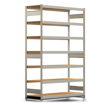 Archivregal mit Holzböden - Tiefenriegel - 7 Ebenen - 250 kg - 2.500 x 1.695 x 600 mm (HxBxT) - Grundregal - verzinkt - Steckregal BERT Archivregal mit Holzböden - Tiefenriegel - 7 Ebenen - 250 kg - 2.500 x 1.695 x 600 mm (HxBxT) - Grundregal - verzinkt - Steckregal BERT