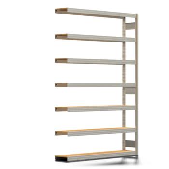 Archivregal mit Holzböden - Tiefenriegel - 7 Ebenen - 250 kg - 2.500 x 1.695 x 300 mm (HxBxT) - Anbauregal - verzinkt - Steckregal BERT Archivregal mit Holzböden - Tiefenriegel - 7 Ebenen - 250 kg - 2.500 x 1.695 x 300 mm (HxBxT) - Anbauregal - verzinkt - Steckregal BERT