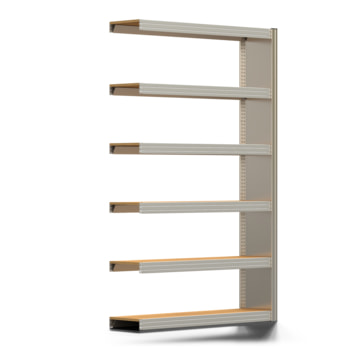 Archivregal mit Holzböden - Seitenwand - 6 Ebenen - 250 kg - 2.075 x 1.285 x 300 mm (HxBxT) - Anbauregal - verzinkt - Steckregal BERT