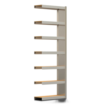 Archivregal mit Holzböden - Seitenwand - 7 Ebenen - 250 kg - 2.500 x 875 x 300 mm (HxBxT) - Anbauregal - verzinkt - Steckregal BERT