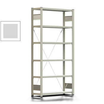Büroregal mit Tiefenriegel - 150 kg - 2.000 x 1.005 x 300 mm - 6 Böden - 5 Ordnerebenen - Grundregal - lichtgrau - Steckregal BERT Büroregal mit Tiefenriegel - 150 kg - 2.000 x 1.005 x 300 mm - 6 Böden - 5 Ordnerebenen - Grundregal - lichtgrau - Steckregal BERT