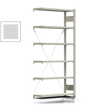 Büroregal mit Tiefenriegel - 150 kg - 2.000 x 1.005 x 300 mm - 6 Böden - 5 Ordnerebenen - Anbauregal - lichtgrau - Steckregal BERT Büroregal mit Tiefenriegel - 150 kg - 2.000 x 1.005 x 300 mm - 6 Böden - 5 Ordnerebenen - Anbauregal - lichtgrau - Steckregal BERT
