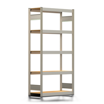 Fachbodenregal mit Tiefenriegel - 350 kg - 2.000 x 1.005 x 400 mm (HxBxT) - Grundregal - verzinkt - 5 Holzböden - Lagerregal - Steckregal BERT Fachbodenregal mit Tiefenriegel - 350 kg - 2.000 x 1.005 x 400 mm (HxBxT) - Grundregal - verzinkt - 5 Holzböden - Lagerregal - Steckregal BERT