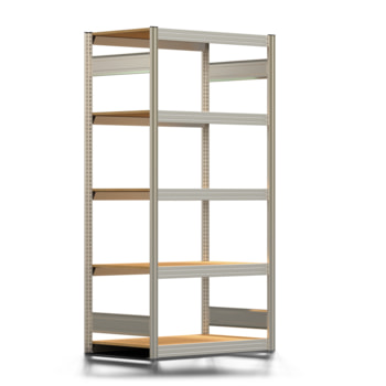 Fachbodenregal mit Tiefenriegel - 350 kg - 2.000 x 1.005 x 600 mm (HxBxT) - Grundregal - verzinkt - 5 Holzböden - Lagerregal - Steckregal BERT Fachbodenregal mit Tiefenriegel - 350 kg - 2.000 x 1.005 x 600 mm (HxBxT) - Grundregal - verzinkt - 5 Holzböden - Lagerregal - Steckregal BERT