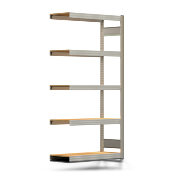 Fachbodenregal mit Tiefenriegel - 350 kg - 2.000 x 1.005 x 400 mm (HxBxT) - Anbauregal - verzinkt - 5 Holzböden - Lagerregal - Steckregal BERT Fachbodenregal mit Tiefenriegel - 350 kg - 2.000 x 1.005 x 400 mm (HxBxT) - Anbauregal - verzinkt - 5 Holzböden - Lagerregal - Steckregal BERT