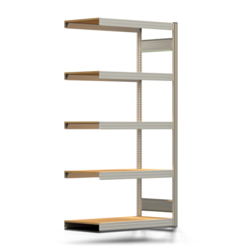 Fachbodenregal mit Tiefenriegel - 350 kg - 2.000 x 1.005 x 500 mm (HxBxT) - Anbauregal - verzinkt - 5 Holzböden - Lagerregal - Steckregal BERT Fachbodenregal mit Tiefenriegel - 350 kg - 2.000 x 1.005 x 500 mm (HxBxT) - Anbauregal - verzinkt - 5 Holzböden - Lagerregal - Steckregal BERT