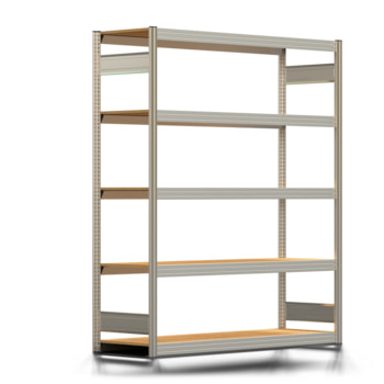 Fachbodenregal mit Tiefenriegel - 350 kg - 2.000 x 1.695 x 500 mm (HxBxT) - Grundregal - verzinkt - 5 Holzböden - Lagerregal - Steckregal BERT Fachbodenregal mit Tiefenriegel - 350 kg - 2.000 x 1.695 x 500 mm (HxBxT) - Grundregal - verzinkt - 5 Holzböden - Lagerregal - Steckregal BERT