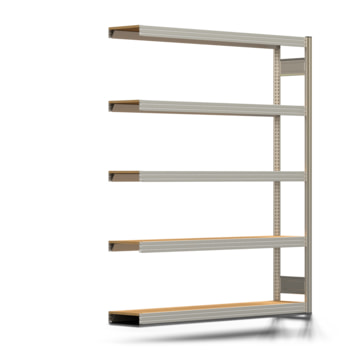 Fachbodenregal mit Tiefenriegel - 350 kg - 2.000 x 1.695 x 300 mm (HxBxT) - Anbauregal - verzinkt - 5 Holzböden - Lagerregal - Steckregal BERT Fachbodenregal mit Tiefenriegel - 350 kg - 2.000 x 1.695 x 300 mm (HxBxT) - Anbauregal - verzinkt - 5 Holzböden - Lagerregal - Steckregal BERT