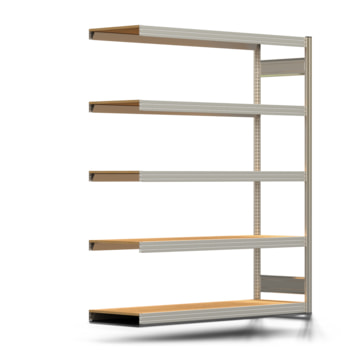 Fachbodenregal mit Tiefenriegel - 350 kg - 2.000 x 1.695 x 500 mm (HxBxT) - Anbauregal - verzinkt - 5 Holzböden - Lagerregal - Steckregal BERT Fachbodenregal mit Tiefenriegel - 350 kg - 2.000 x 1.695 x 500 mm (HxBxT) - Anbauregal - verzinkt - 5 Holzböden - Lagerregal - Steckregal BERT